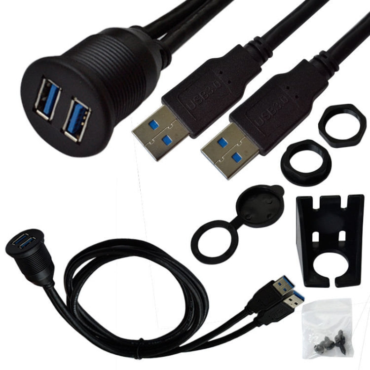 1 M Flush Mount USB 3.0 Dock รถเรือรถจักรยานยนต์แดชบอร์ดแผงข้อมูลชาย-หญิงกันน้ำสายไฟ, For Cable Length: 1m