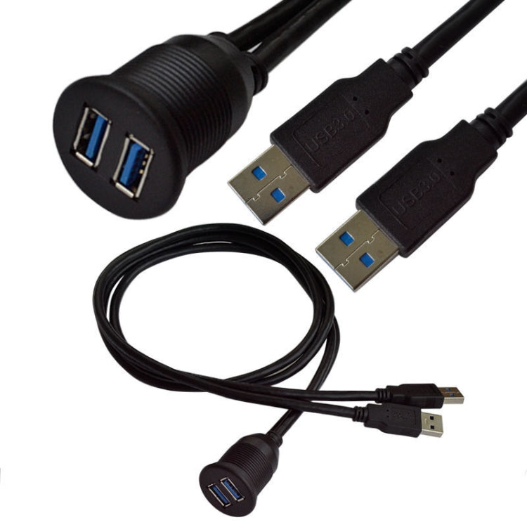 1 M Flush Mount USB 3.0 Dock รถเรือรถจักรยานยนต์แดชบอร์ดแผงข้อมูลชาย-หญิงกันน้ำสายไฟ, For Cable Length: 1m