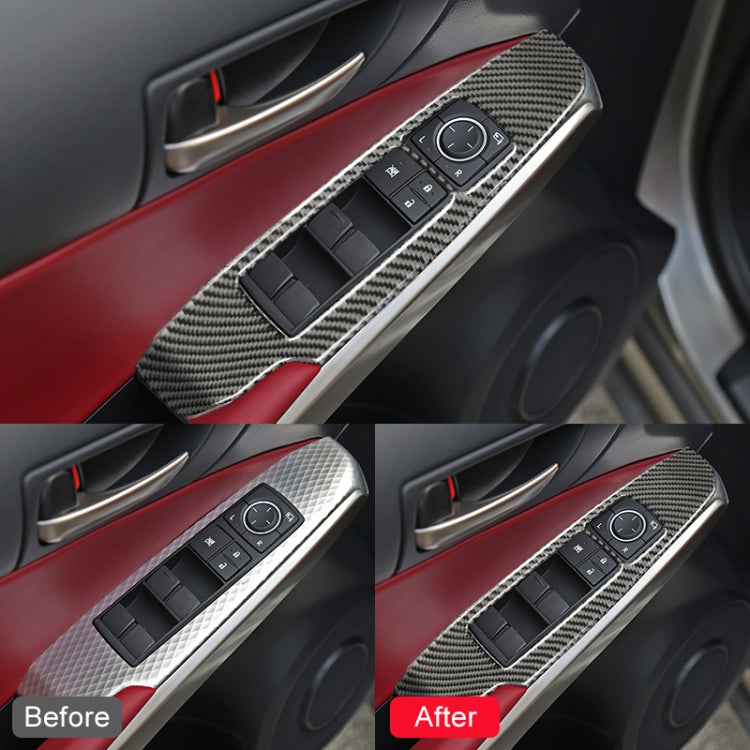 คาร์บอนไฟเบอร์กระจกหน้าต่างยกแผงปุ่มสติกเกอร์ตกแต่งสำหรับ Lexus IS250 2013-, ไดรฟ์ซ้ายสไตล์, Window Glass Lifting A Style