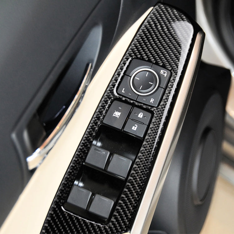 คาร์บอนไฟเบอร์กระจกหน้าต่างยกแผงปุ่มสติกเกอร์ตกแต่งสำหรับ Lexus IS250 2013-, ไดรฟ์ซ้ายสไตล์, Window Glass Lifting A Style