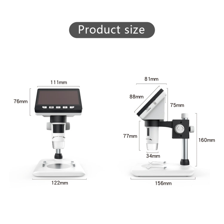 0-40 มม. 1080 P 4.3 นิ้วหน้าจอ LCD ซ่อมโทรศัพท์มือถืออุตสาหกรรม HD Electron Didital Microscope