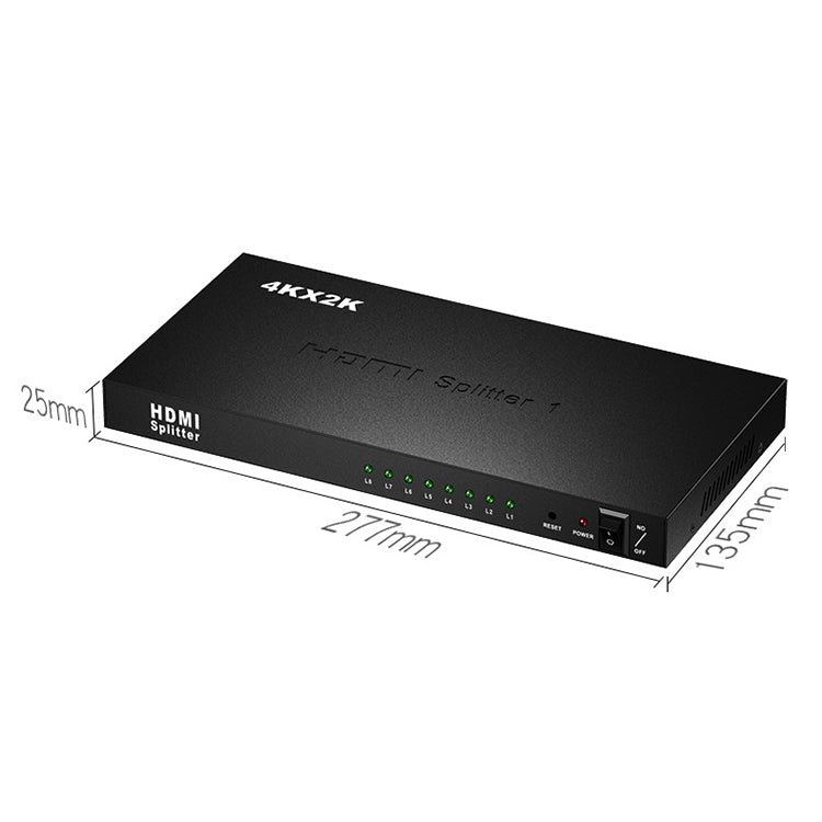 1 x 8 Full HD 1080P ตัวแยกสัญญาณ HDMI พร้อมสวิตช์ รองรับ 3D และ 4K x 2K