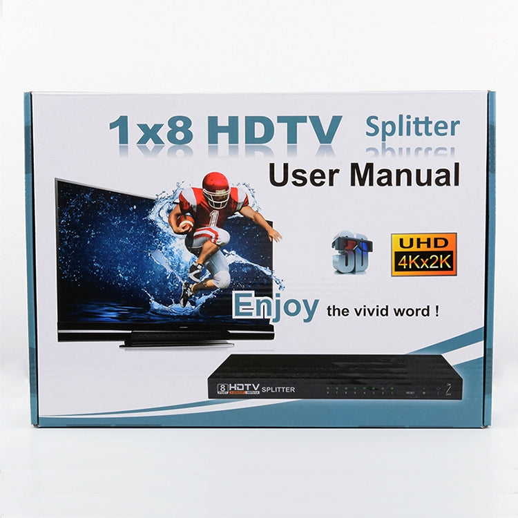 1 x 8 Full HD 1080P ตัวแยกสัญญาณ HDMI พร้อมสวิตช์ รองรับ 3D และ 4K x 2K