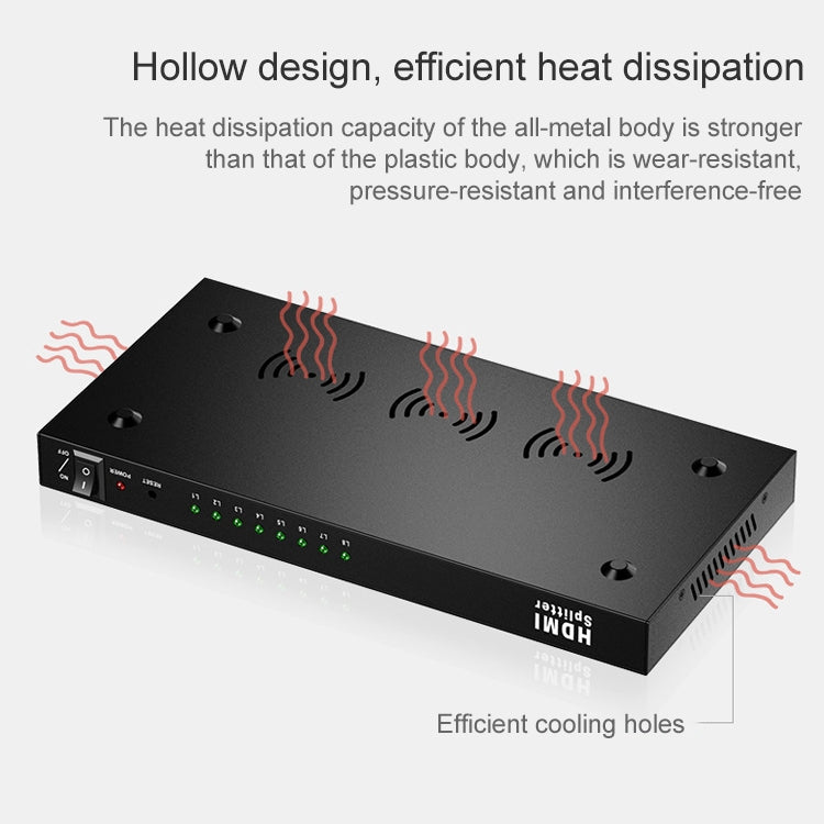 1 x 8 Full HD 1080P ตัวแยกสัญญาณ HDMI พร้อมสวิตช์ รองรับ 3D และ 4K x 2K