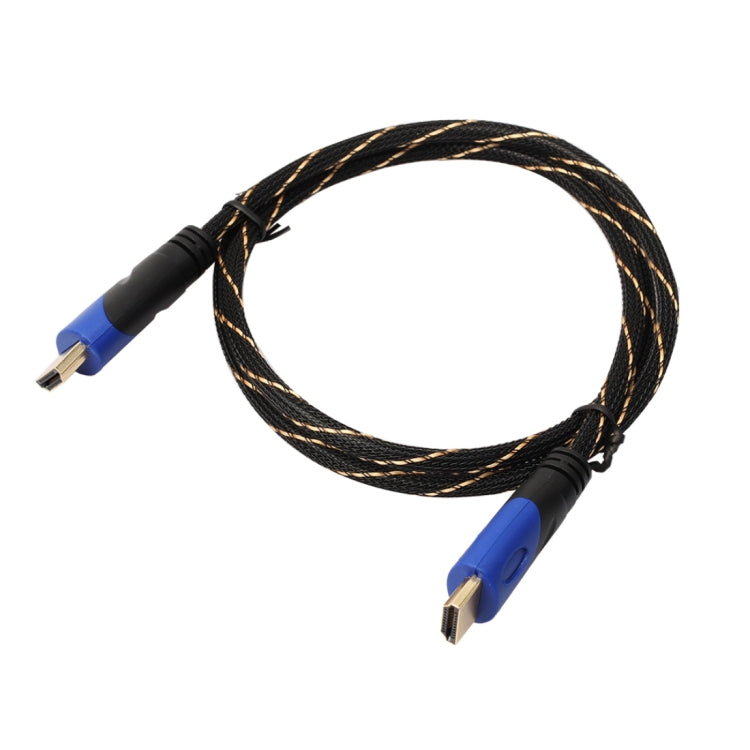 1 M HDMI 1.4 รุ่น 1080P ทอสุทธิสายสีฟ้าสีดำหัว HDMI ชายไป HDMI ชาย Audio Video CONNECTOR ADAPTER CABLE, Length: 1m