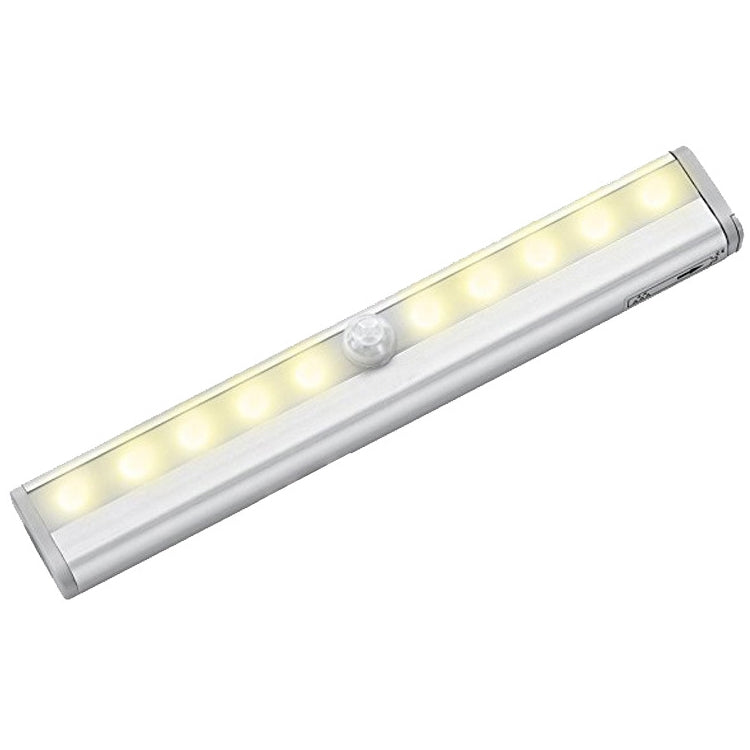 0.8W 10 LEDs แสงสีขาวนวลหน้าจอแคบเซ็นเซอร์ร่างกายมนุษย์อัจฉริยะไฟ LED ทางเดินตู้ไฟ, รุ่นชาร์จ USB, 0.8W 10 LEDs Warm White