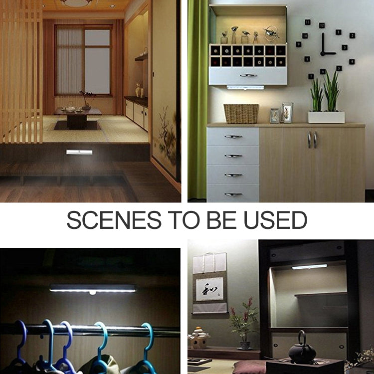 0.8W 10 LEDs แสงสีขาวนวลหน้าจอแคบเซ็นเซอร์ร่างกายมนุษย์อัจฉริยะไฟ LED ทางเดินตู้ไฟ, รุ่นชาร์จ USB, 0.8W 10 LEDs Warm White