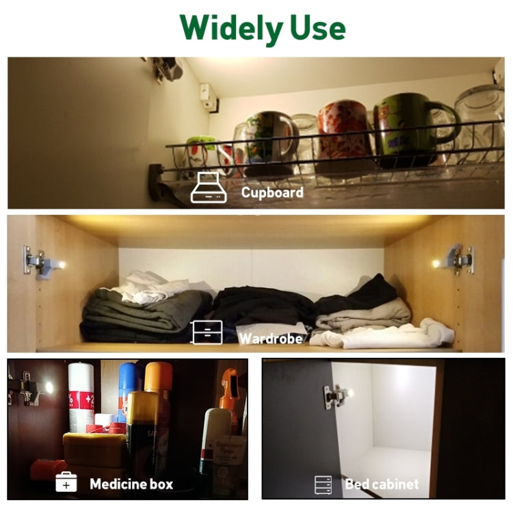 0.3W Universal บานพับด้านใน LED Sensor โคมไฟตู้ 3 LEDs Night light Auto ON/OFF หลอดไฟ, 1 PCS White Light, 1 PCS Warm White