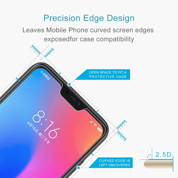 0.26mm 9H ความแข็งพื้นผิว 2.5D ขอบโค้งฟิล์มกระจกนิรภัยสำหรับ Xiaomi Redmi Note 6