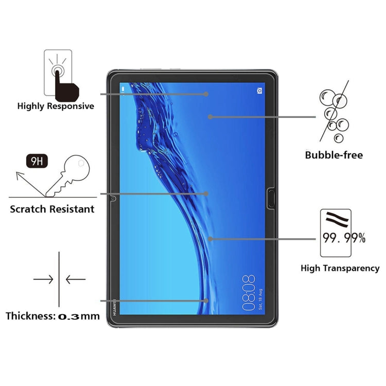 0.26mm 9H ความแข็งพื้นผิวฟิล์มกระจกนิรภัยป้องกันการระเบิดสำหรับ Huawei MediaPad M5 lite 10.1, For MediaPad M5 lite