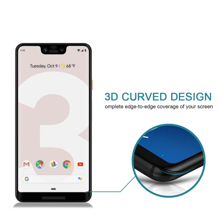 0.3 มม. 9H ความแข็งพื้นผิว 3D Curved Edge ฟิล์มกระจกนิรภัยแบบเต็มหน้าจอสำหรับ Google Pixel 3 XL, For Pixel 3 XL