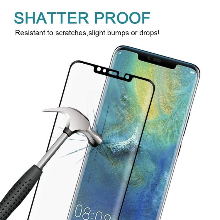 0.3mm 9H ความแข็งพื้นผิว 3D ขอบโค้งแบบเต็มหน้าจอฟิล์มกระจกนิรภัยกันฝุ่นสำหรับ Huawei Mate 20 Pro