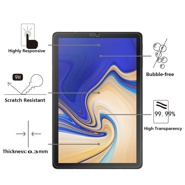 0.26mm 9H ความแข็งพื้นผิวฟิล์มกระจกนิรภัยป้องกันการระเบิดสำหรับ Galaxy Tab S4 10.5, For Tab S4 10.5