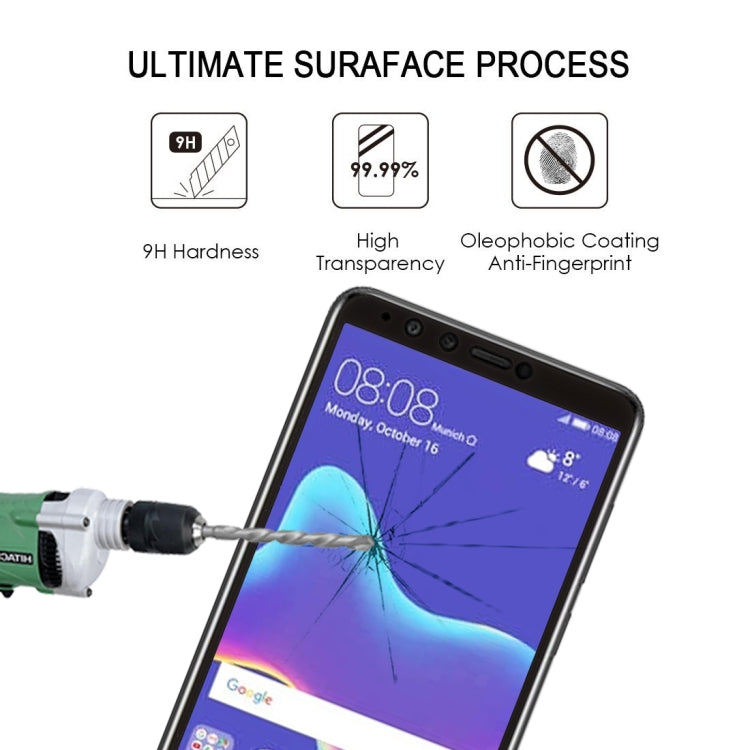 0.26mm 9H 2.5D ป้องกันรอยขีดข่วนผ้าไหมหน้าจอกระจกนิรภัยฟิล์มเต็มหน้าจอสำหรับ Huawei Y9 (2018), For Y9 (2018) (1 PCS) Black, For Y9 (2018) (1 PCS)