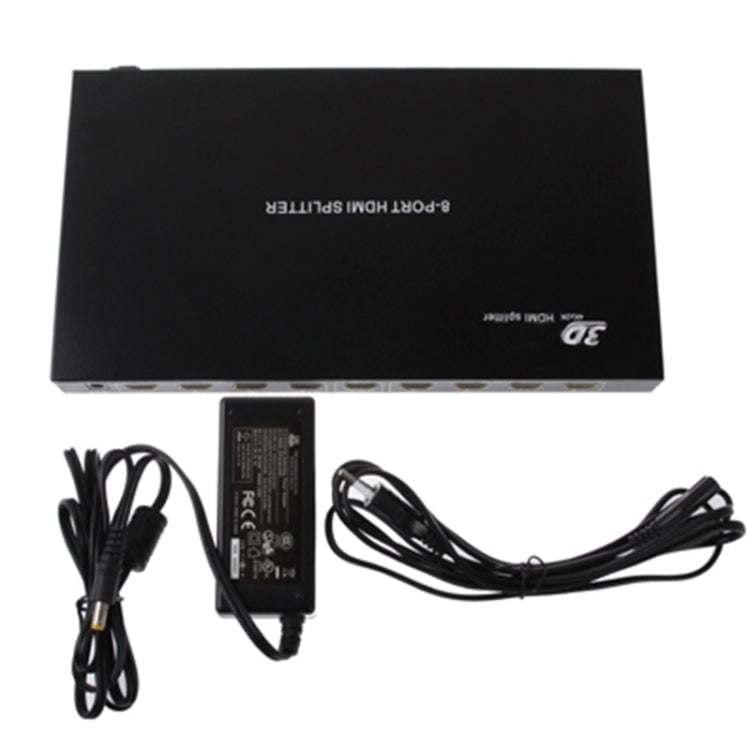 1 x 8 Full HD 1080P ตัวแยกสัญญาณ HDMI พร้อมสวิตช์ เวอร์ชัน V1.4 รองรับ 3D และ 4K x 2K, 1x8 HDMI, Support 4Kx2K