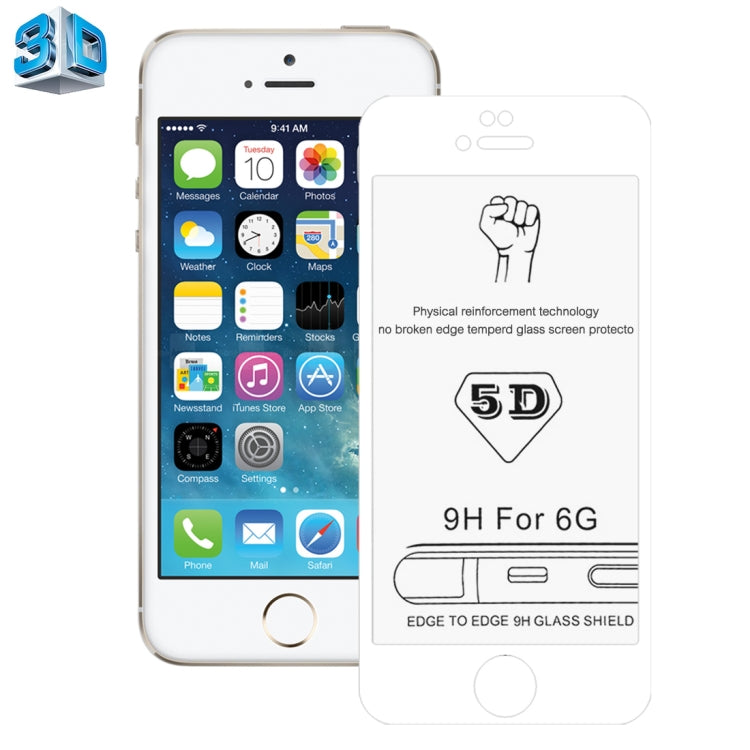 0.26 มม. 9H ความแข็งพื้นผิว 5D ฟิล์มกระจกนิรภัยป้องกันการระเบิดสำหรับ iPhone 6 และ 6s