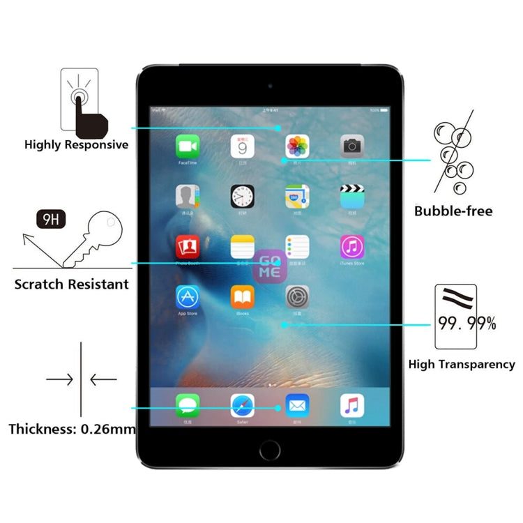 0.3mm 9H + ความแข็งพื้นผิว 2.5D ฟิล์มกระจกนิรภัยป้องกันการระเบิดสำหรับ iPad mini / mini 2 Retina / mini 3, For iPad mini (1 PC)