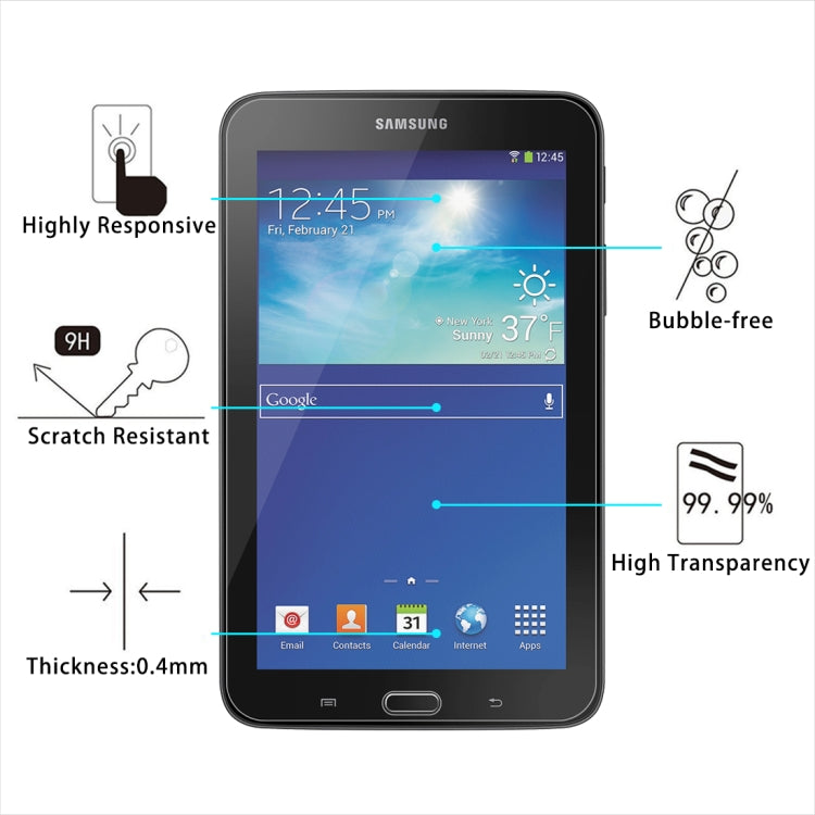 0.4mm 9H + ความแข็งพื้นผิว 2.5D ฟิล์มกระจกนิรภัยป้องกันการระเบิดสำหรับ Galaxy Tab 3 Lite T110 / T111 / T113, For T110