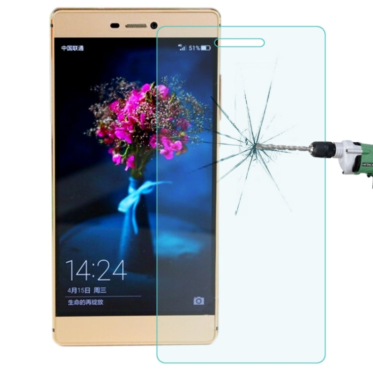 0.26mm 9H + ความแข็งพื้นผิว 2.5D ฟิล์มกระจกนิรภัยป้องกันการระเบิดสำหรับ Huawei P8
