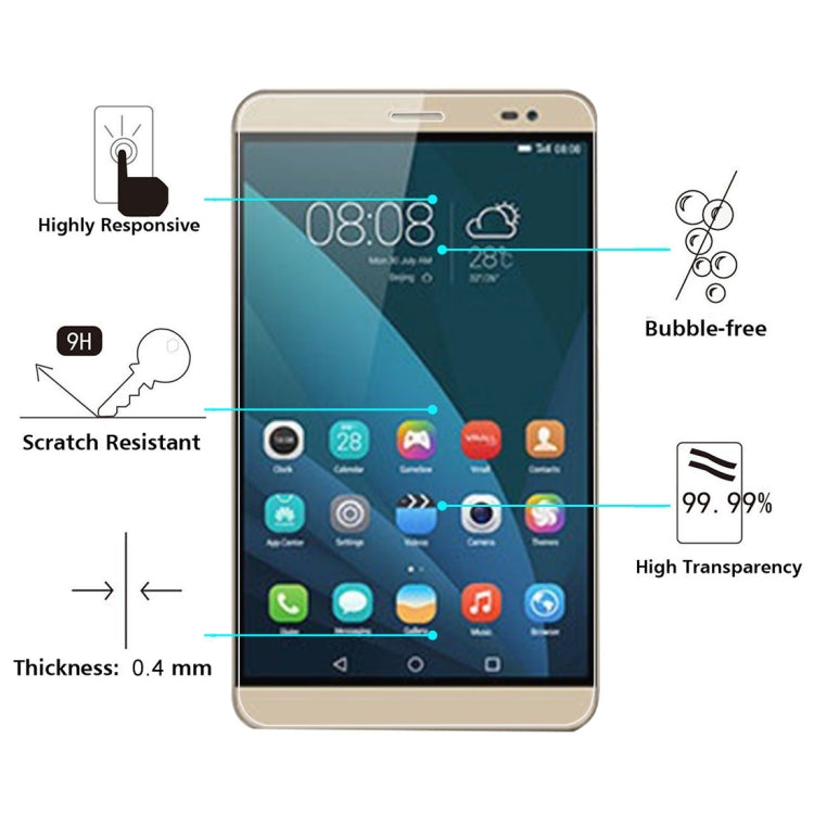0.4mm 9H + ความแข็งพื้นผิว 2.5D ฟิล์มกระจกนิรภัยป้องกันการระเบิดสำหรับ Huawei MediaPad X2, For MediaPad X2