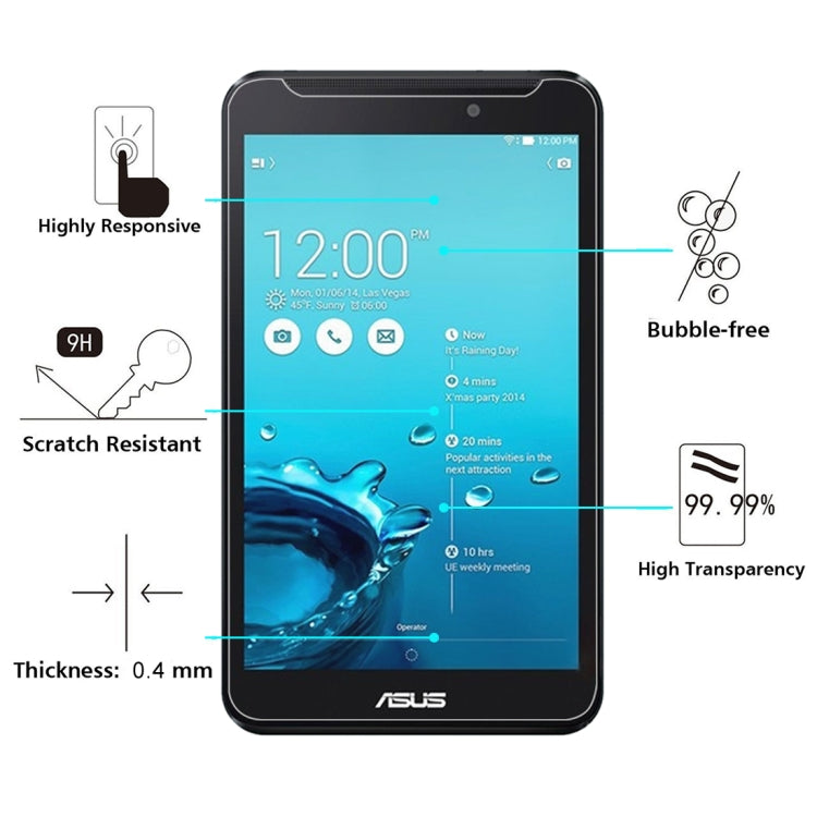 0.4mm 9H + ความแข็งพื้นผิว 2.5D ฟิล์มกระจกนิรภัยป้องกันการระเบิดสำหรับ Asus Fonepad 7 / FE170CG, For FE170CG