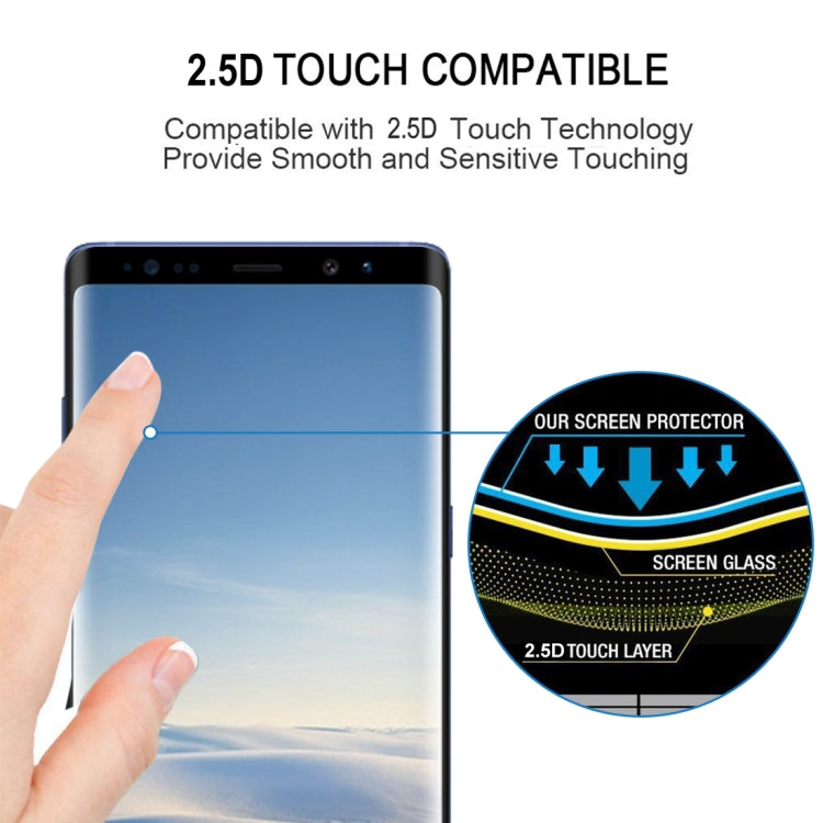 0.3mm 9H ความแข็งพื้นผิว 2.5D ขอบโค้งเต็มหน้าจอเต็มกาวฟิล์มกระจกนิรภัยสำหรับ Galaxy Note8, For Galaxy Note8(1 PC)