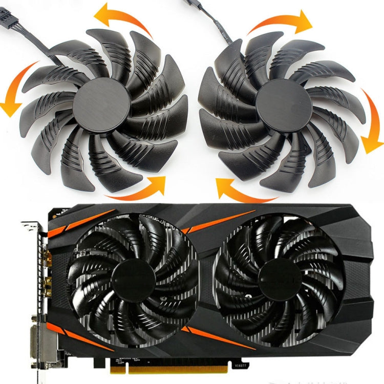 1 คู่ 88 มม. 4 Pin คอมพิวเตอร์กราฟิกการ์ดพัดลมระบายความร้อนสำหรับ Gigabyte GeForce GTX1060 1070 GTX1050ti GTX960 RX570 RX470