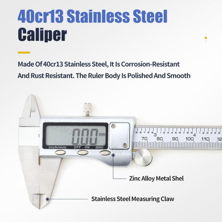 0-150 มม. LCD เครื่องวัดเส้นผ่าศูนย์กลางดิจิตอลอิเล็กทรอนิกส์ดิจิตอล Vernier Caliper