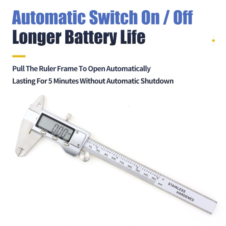 0-150 มม. LCD เครื่องวัดเส้นผ่าศูนย์กลางดิจิตอลอิเล็กทรอนิกส์ดิจิตอล Vernier Caliper