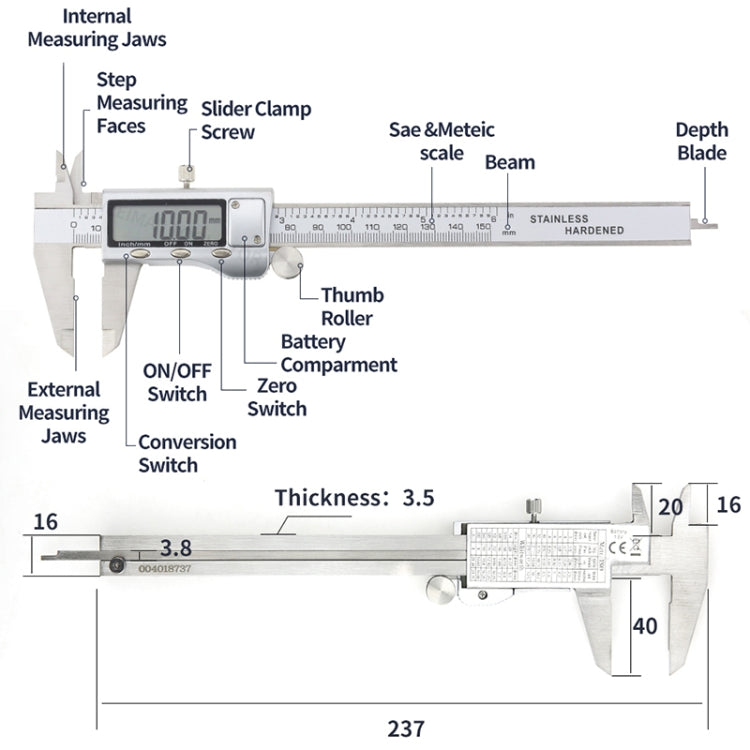 0-150 มม. LCD เครื่องวัดเส้นผ่าศูนย์กลางดิจิตอลอิเล็กทรอนิกส์ดิจิตอล Vernier Caliper