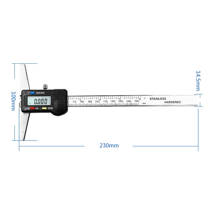 0-150 มม.ดิจิตอลจอแสดงผลความลึก Caliper Vernier Caliper ความลึกวัดไม้บรรทัด