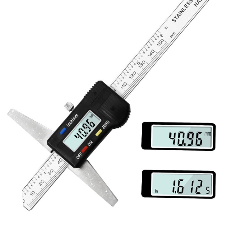 0-150 มม.ดิจิตอลจอแสดงผลความลึก Caliper Vernier Caliper ความลึกวัดไม้บรรทัด