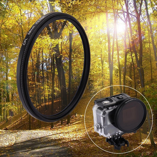 ตัวกรองเลนส์ CPL แบบวงกลมขนาด 58 มม. 3 ใน 1 พร้อมฝาปิดสำหรับ GoPro HERO7 Black / 6/5, 58mm CPL Lens