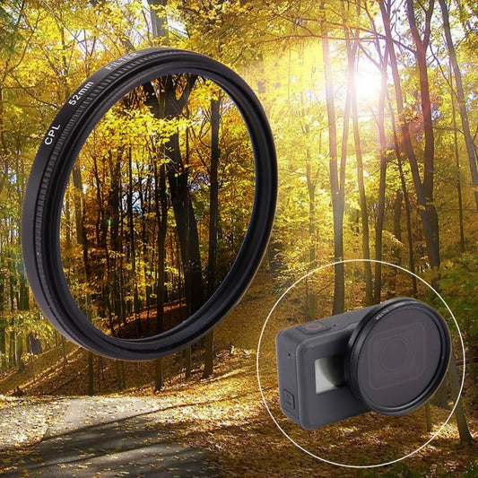 ตัวกรองเลนส์ CPL แบบวงกลมขนาด 52 มม. 3 ใน 1 พร้อมฝาปิดสำหรับ GoPro HERO7 Black / 6/5, 52mm CPL Lens