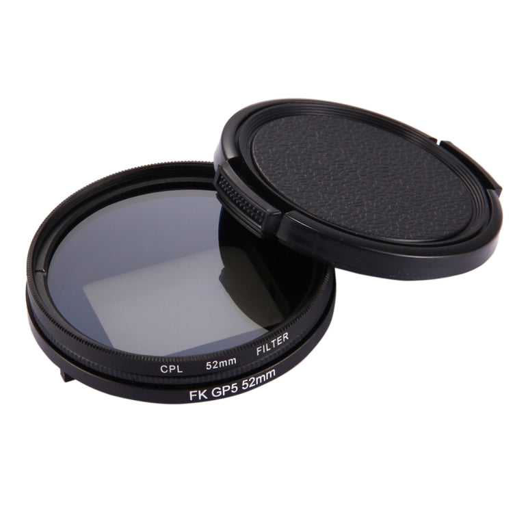 ตัวกรองเลนส์ CPL แบบวงกลมขนาด 52 มม. 3 ใน 1 พร้อมฝาปิดสำหรับ GoPro HERO7 Black / 6/5, 52mm CPL Lens