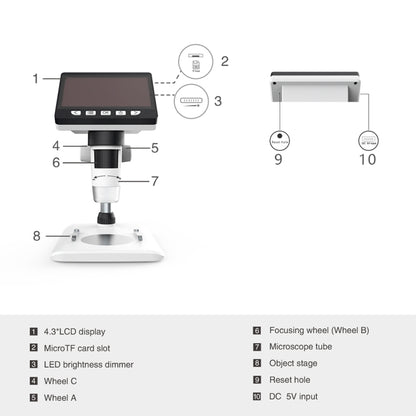 0-40 มม. 1080 P 4.3 นิ้วหน้าจอ LCD ซ่อมโทรศัพท์มือถืออุตสาหกรรม HD Electron Didital Microscope