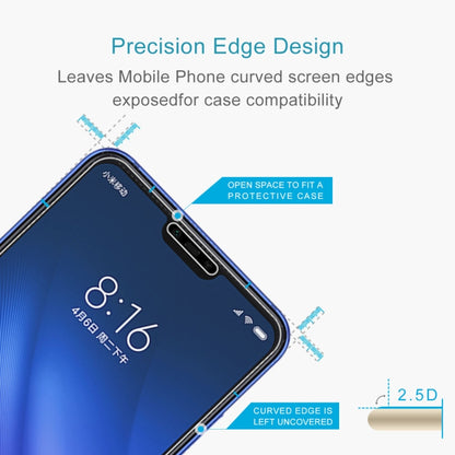 0.26mm 9H ความแข็งพื้นผิว 2.5D ฟิล์มกระจกนิรภัยแบบเต็มหน้าจอสำหรับ Xiaomi Mi 8 Lite