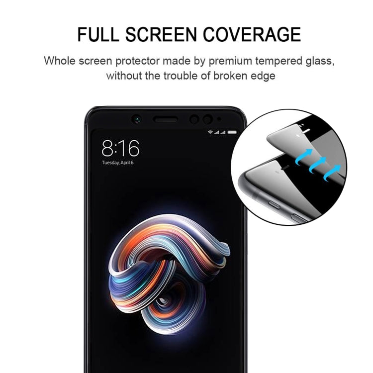 0.33mm 9H 2.5D เต็มหน้าจอฟิล์มกระจกนิรภัยกาวเต็มสำหรับ Xiaomi Redmi Note 5 Pro