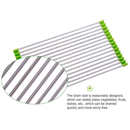 ตะแกรงพักน้ำสแตนเลสแบบพับได้ขนาด 40x24x0.9 ซม, Folding Drain Rack