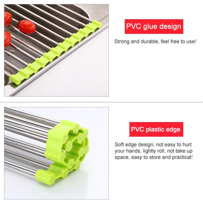 ตะแกรงพักน้ำสแตนเลสแบบพับได้ขนาด 40x24x0.9 ซม, Folding Drain Rack