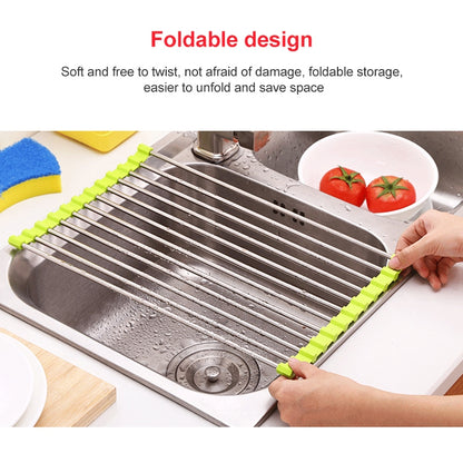 ตะแกรงพักน้ำสแตนเลสแบบพับได้ขนาด 40x24x0.9 ซม, Folding Drain Rack