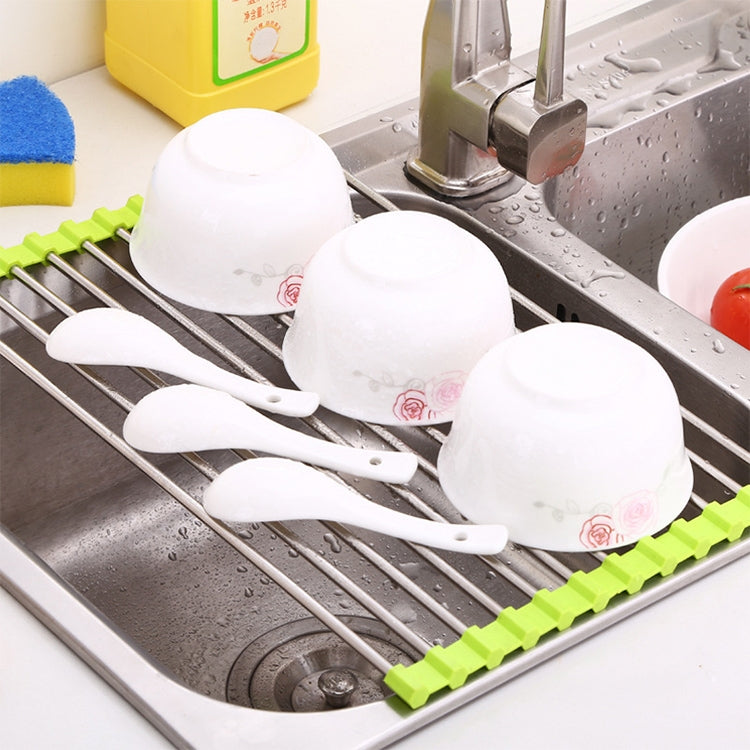 ตะแกรงพักน้ำสแตนเลสแบบพับได้ขนาด 40x24x0.9 ซม, Folding Drain Rack