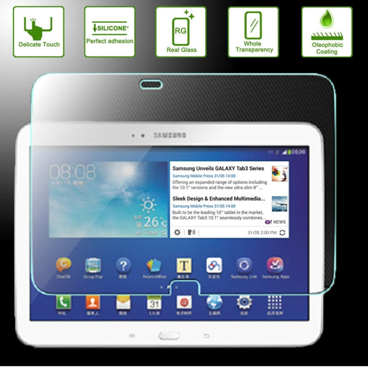 0.4mm 9H + ความแข็งพื้นผิว 2.5D ฟิล์มกระจกนิรภัยป้องกันการระเบิดสำหรับ Galaxy Tab 3 10.1 / P5200