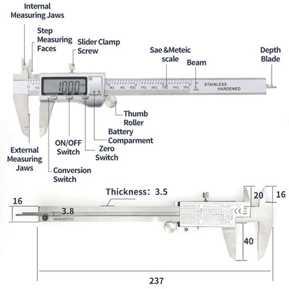 0-150 มม. LCD เครื่องวัดเส้นผ่าศูนย์กลางดิจิตอลอิเล็กทรอนิกส์ดิจิตอล Vernier Caliper